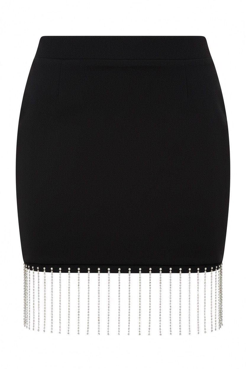 Noisy MAY Fringe Skirt black