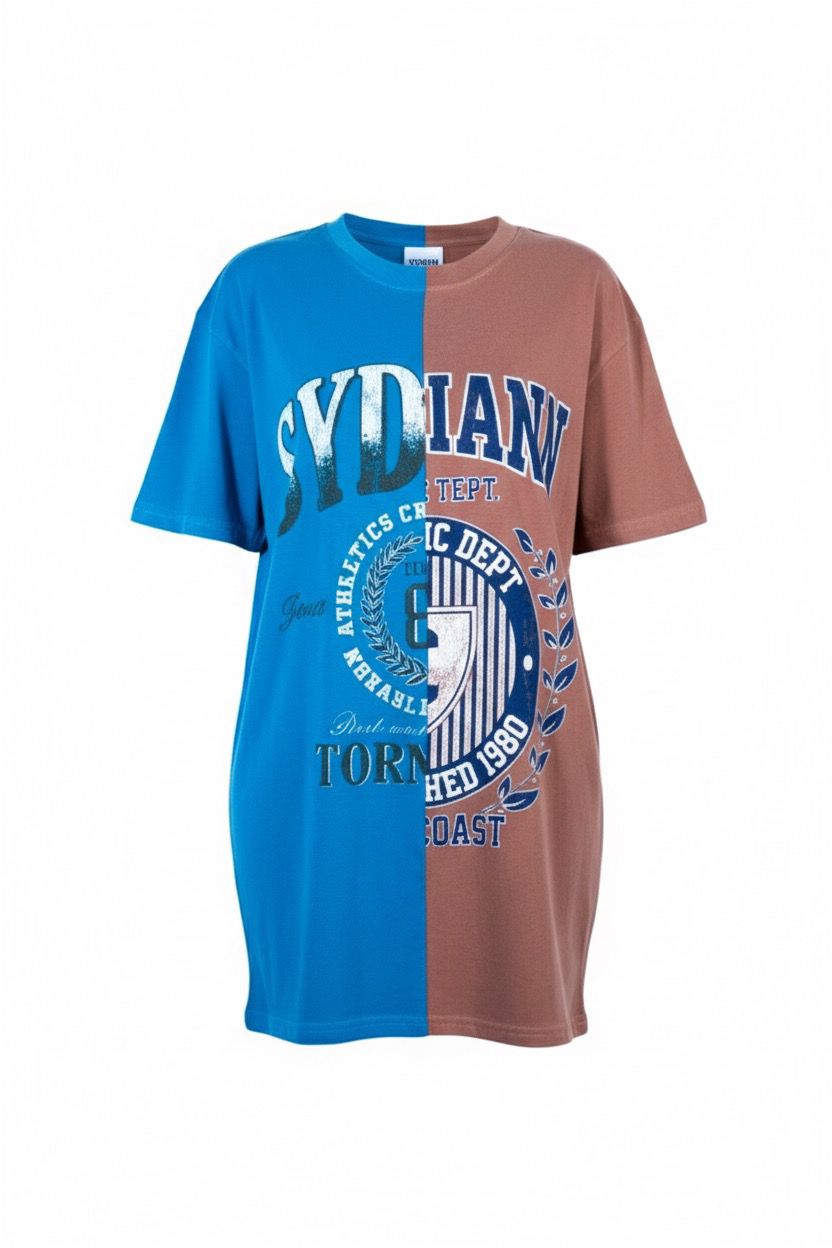 Nasty Gal spliced varsity T-shirt dress blue