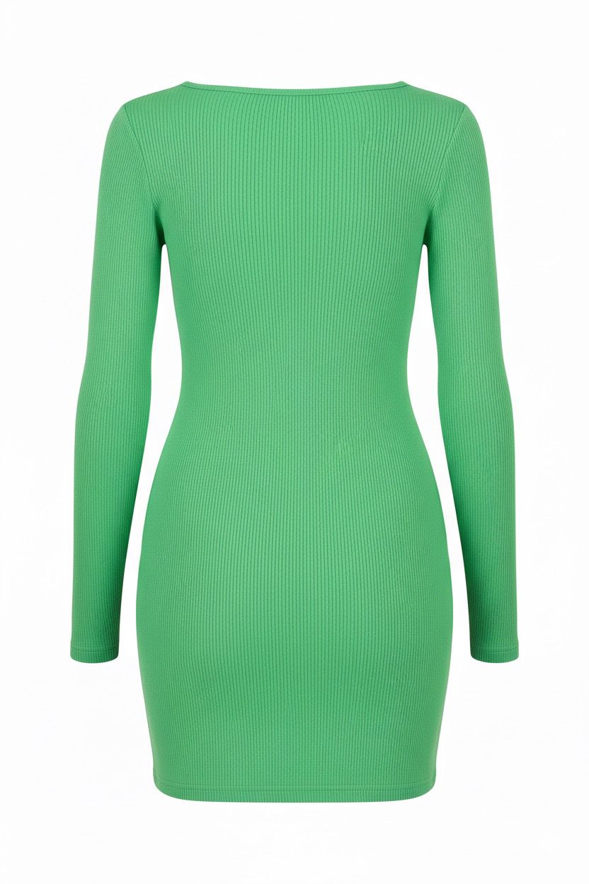 Nasty Gal Ribbed square neck midi dress green