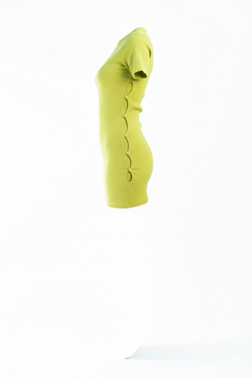 Nasty Gal Ribbed Crew Neck Mini Cut Out dress olive