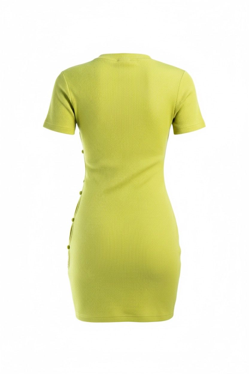 Nasty Gal Ribbed Crew Neck Mini Cut Out dress olive