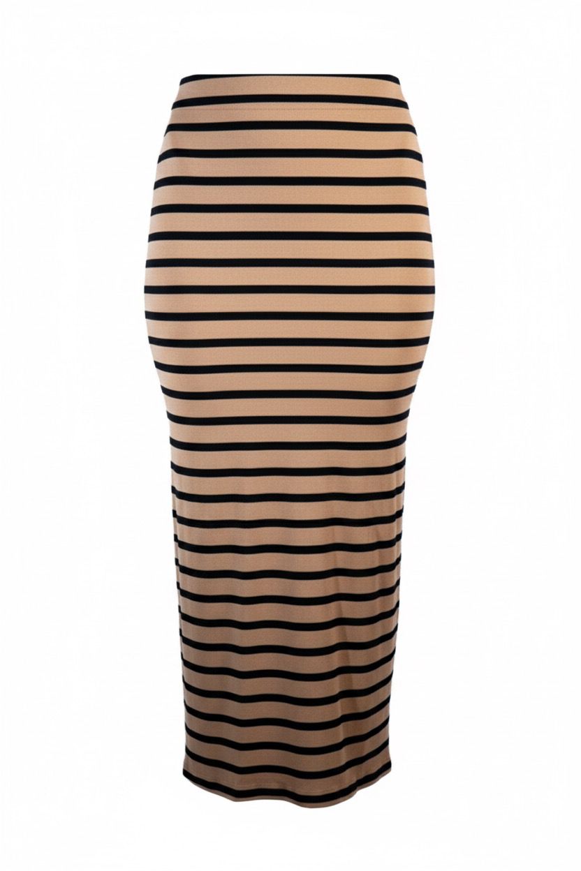 Lucky Skirt Beige/Black Stripes