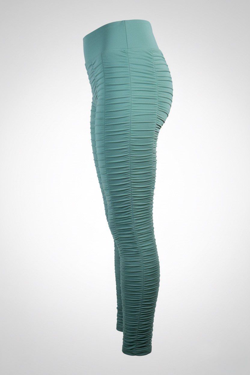 Mesh Ruched Green Leggings