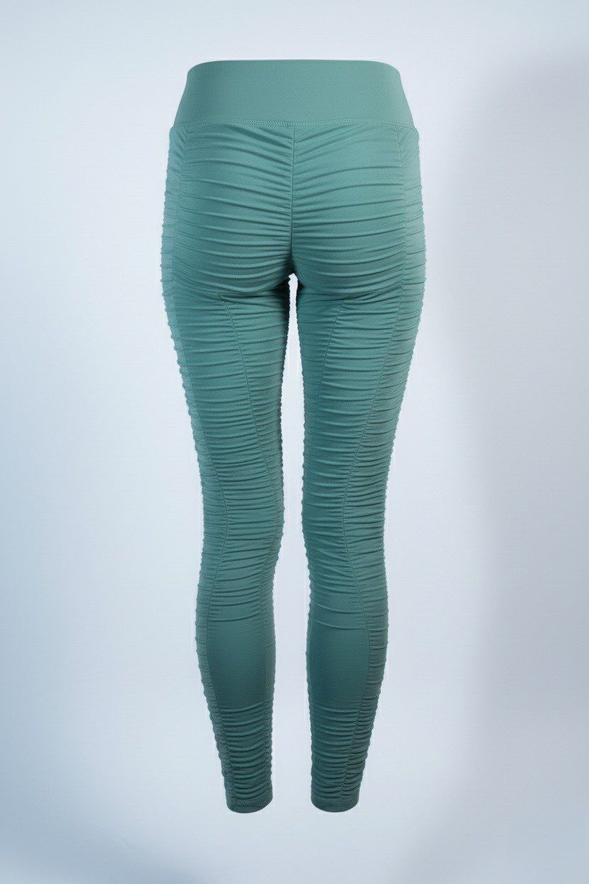 Mesh Ruched Green Leggings