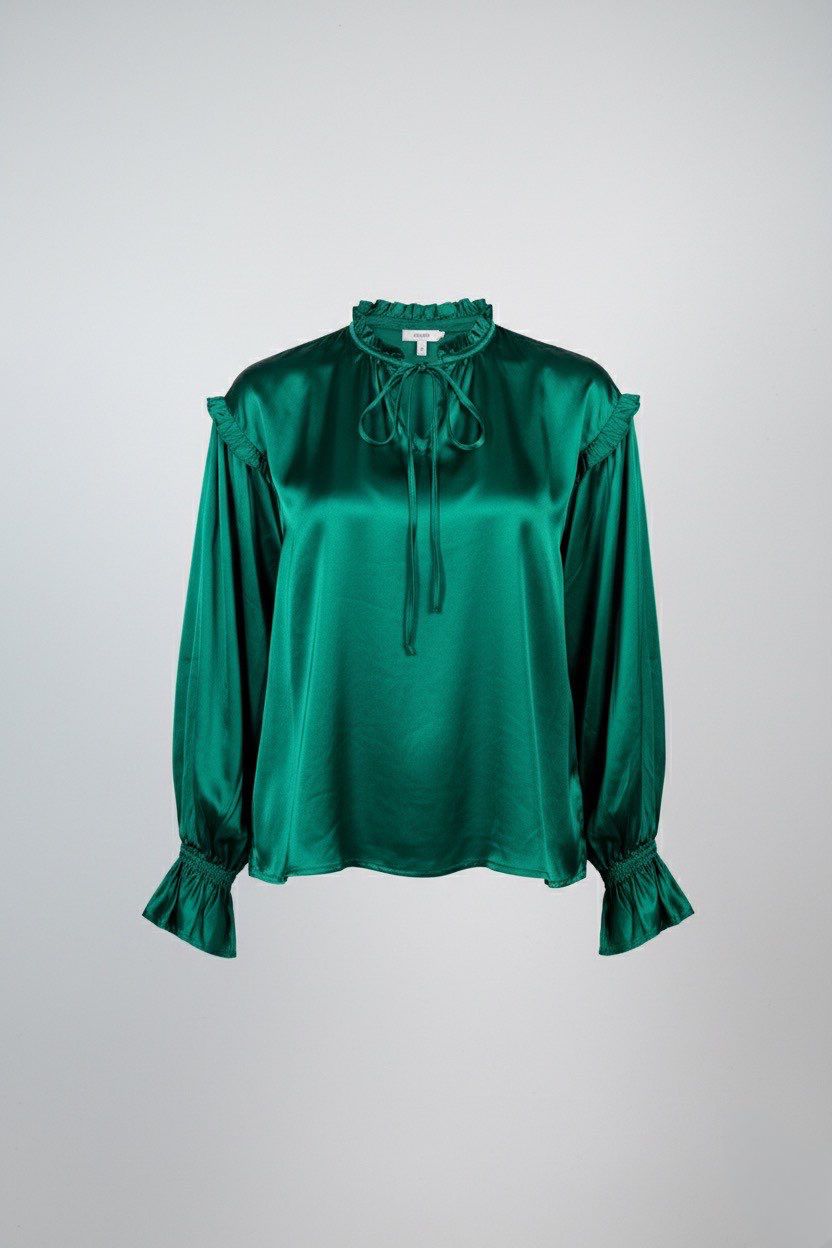 Dorothy Perkins ruffle yoke top green