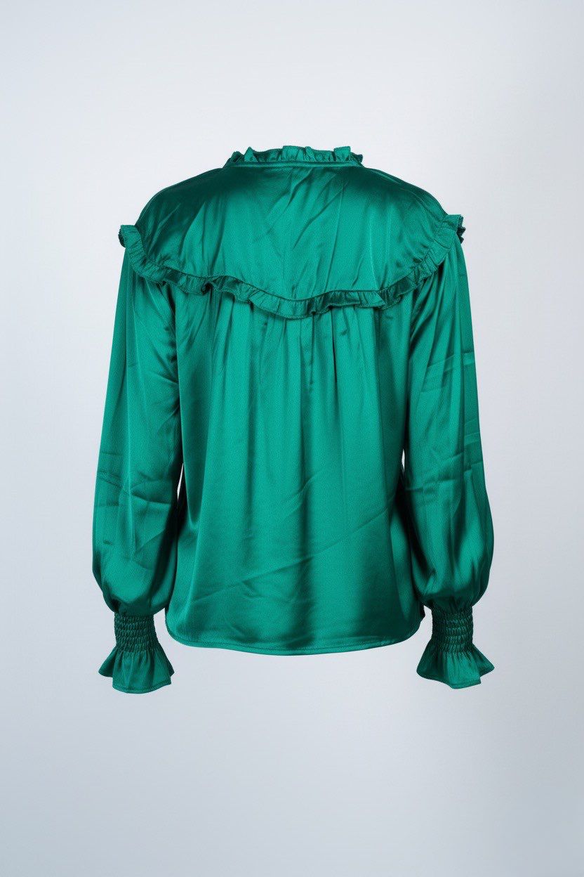 Dorothy Perkins ruffle yoke top green