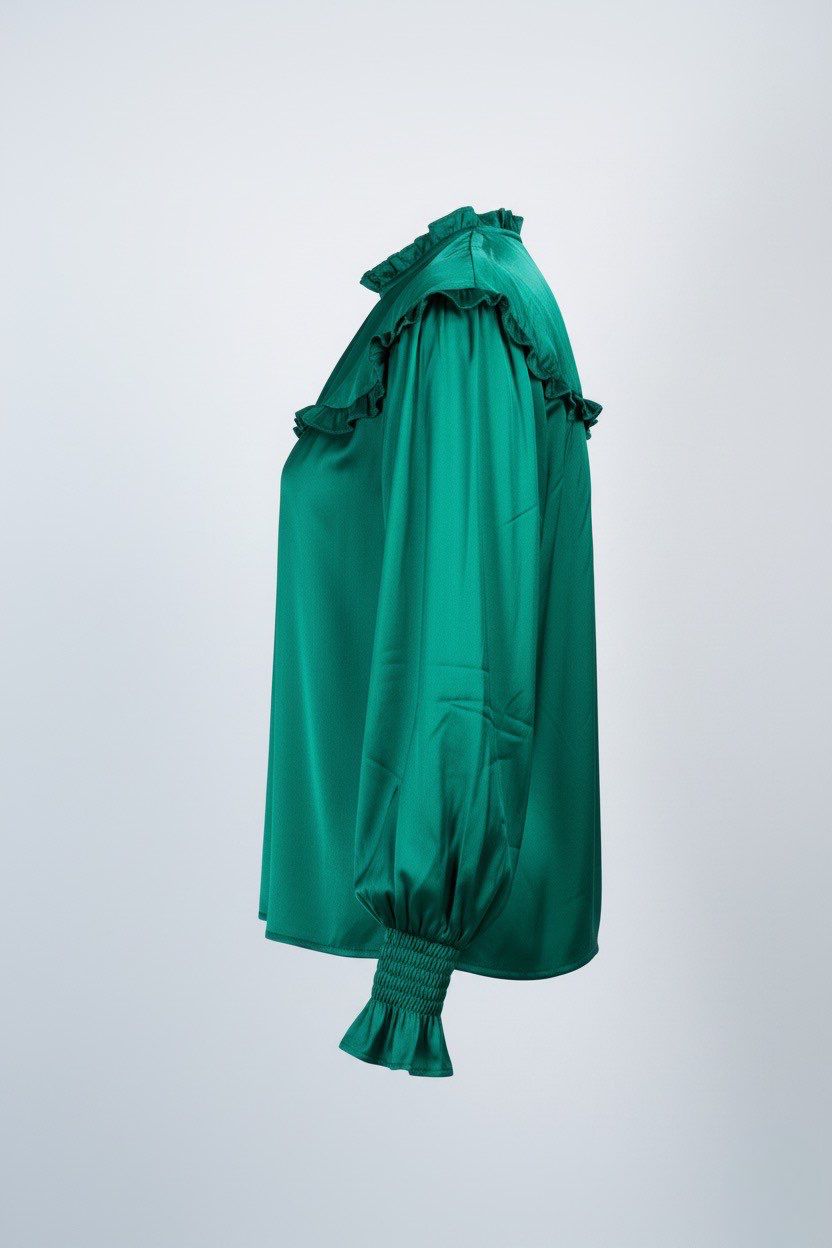 Dorothy Perkins ruffle yoke top green