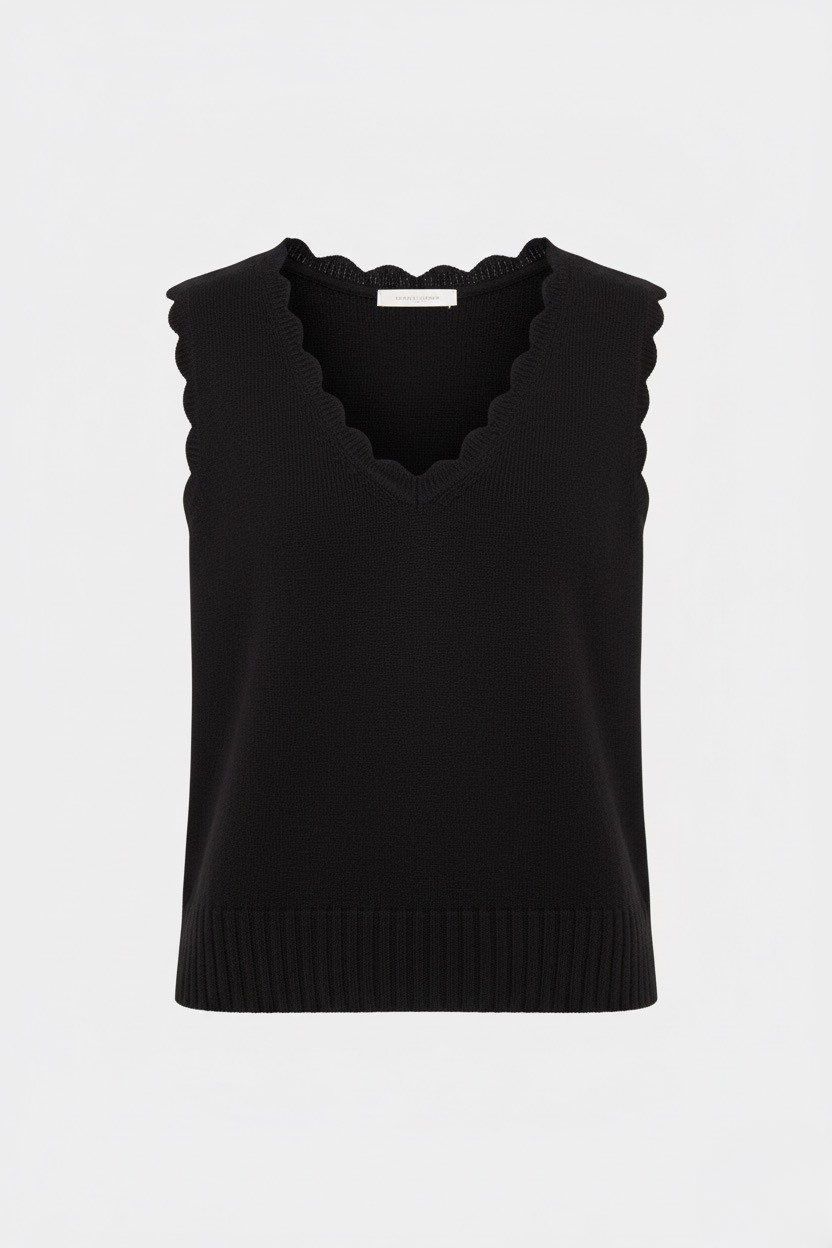 Bohoo Scallop Vest black