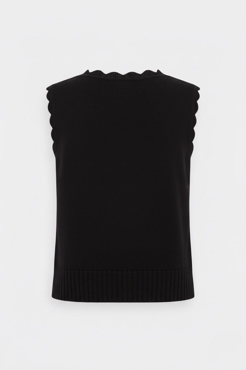 Bohoo Scallop Vest black