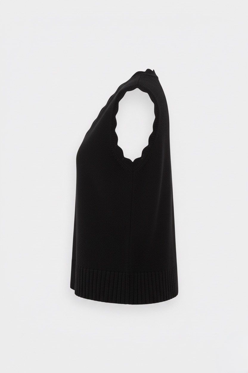Bohoo Scallop Vest black