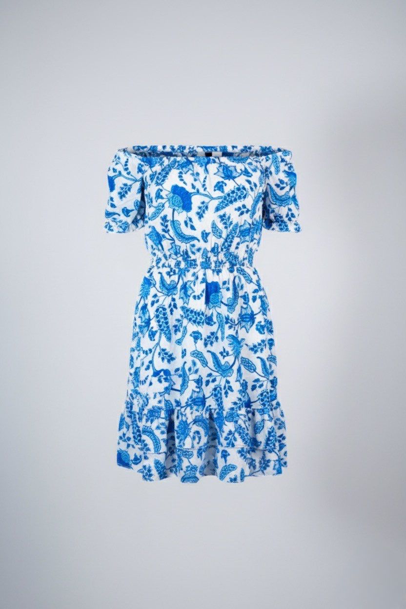 Bohoo Mini smock dress floral print blue