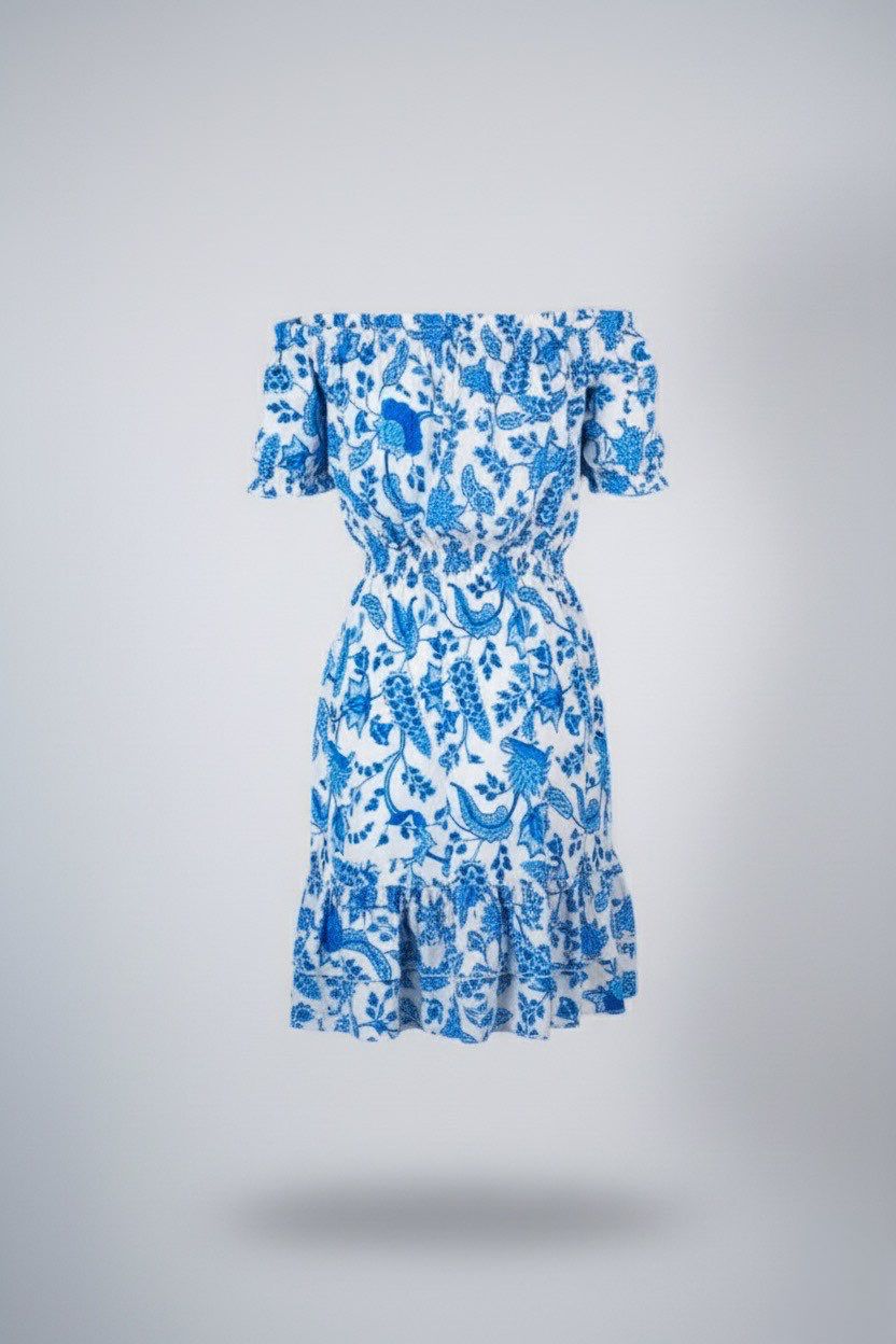 Bohoo Mini smock dress floral print blue