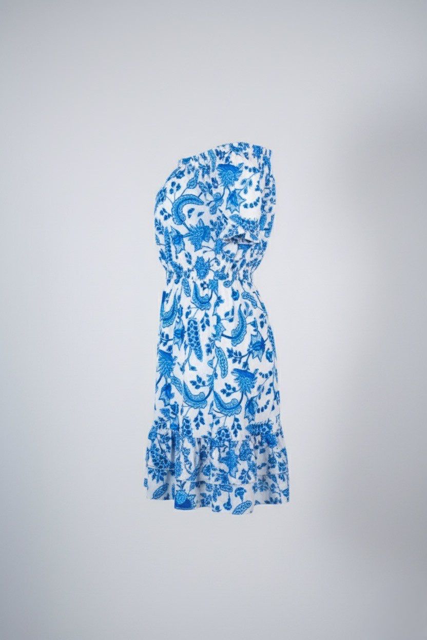 Bohoo Mini smock dress floral print blue