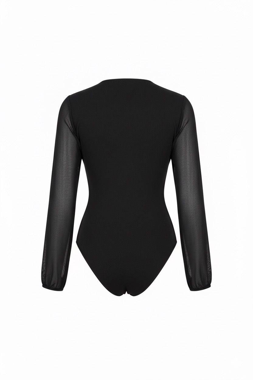 Bohoo long sleeve wrap over body, black