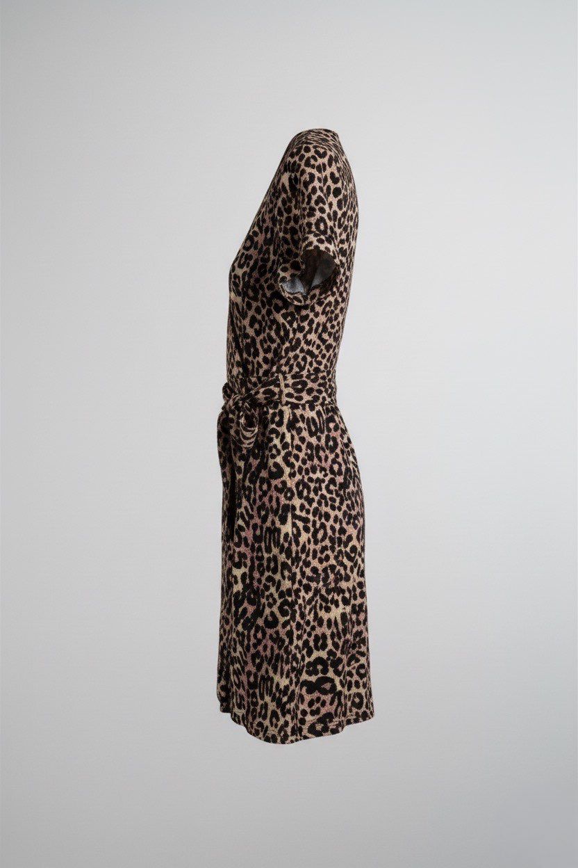 Bohoo leopard print V neck belted shift dress