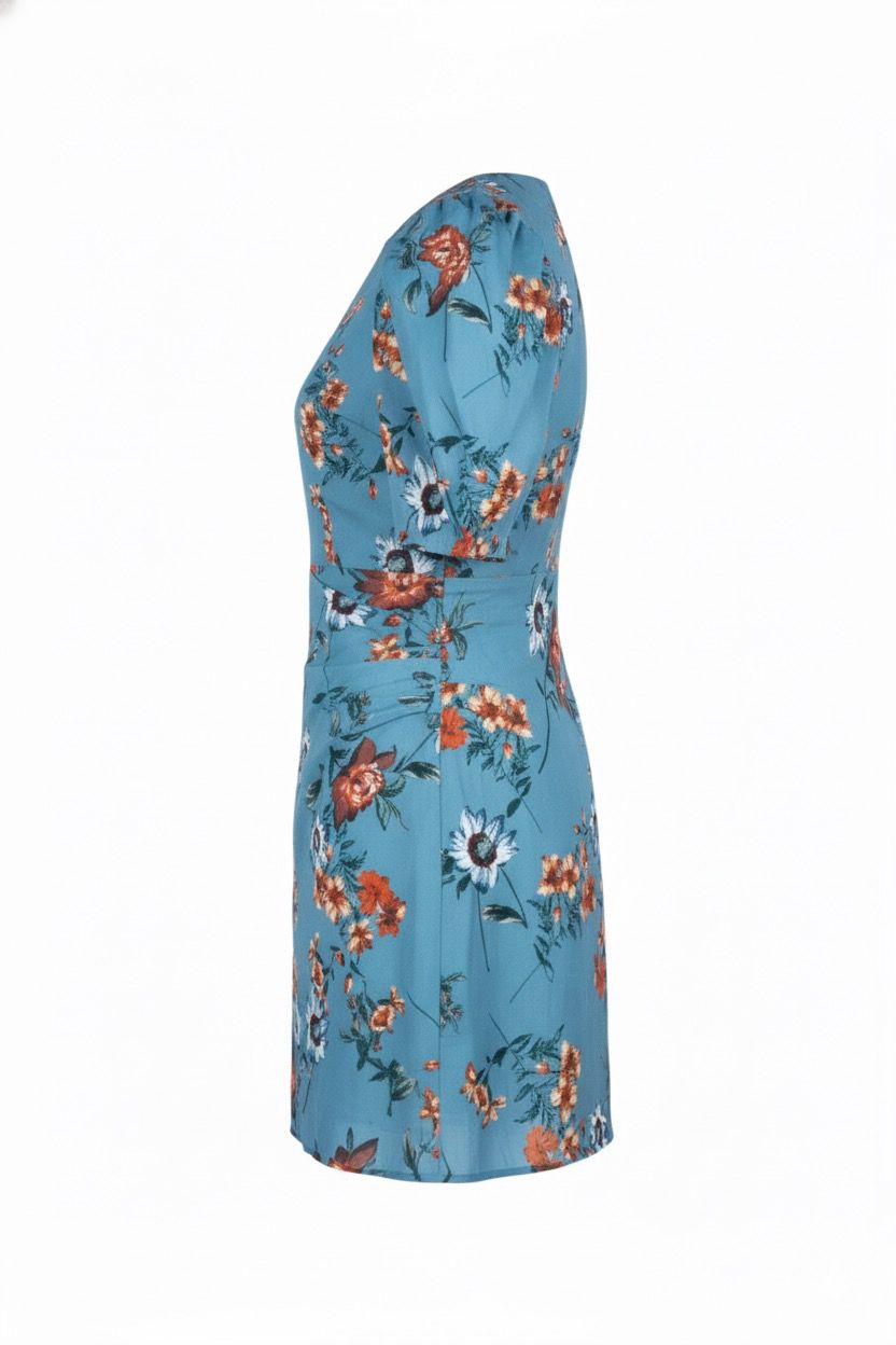 Bohoo floral satin ruched mini dress green