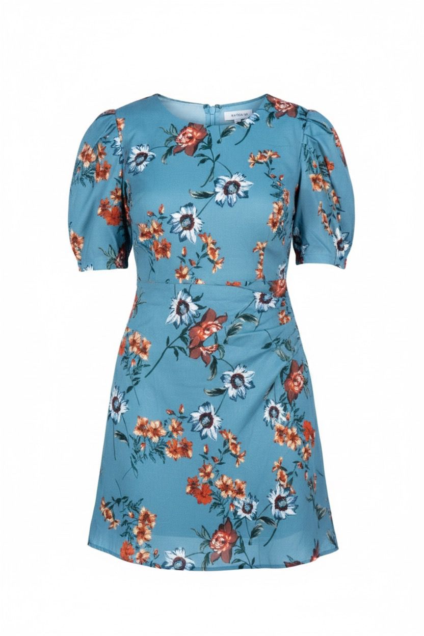 Bohoo floral satin ruched mini dress green