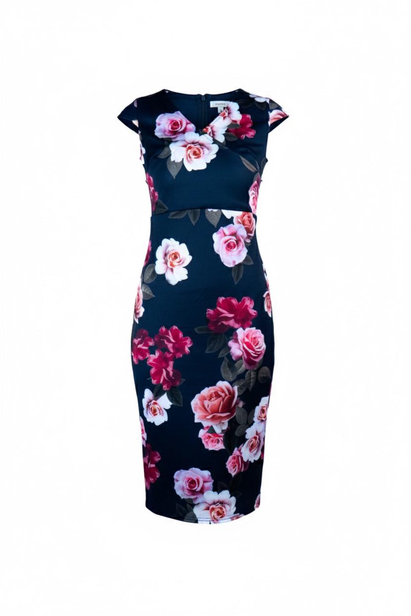 Bohoo floral cap sleeve midi dress multicolor