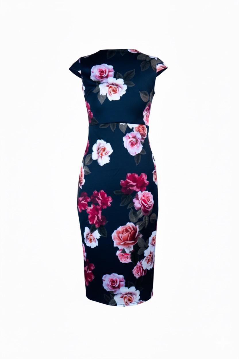 Bohoo floral cap sleeve midi dress multicolor