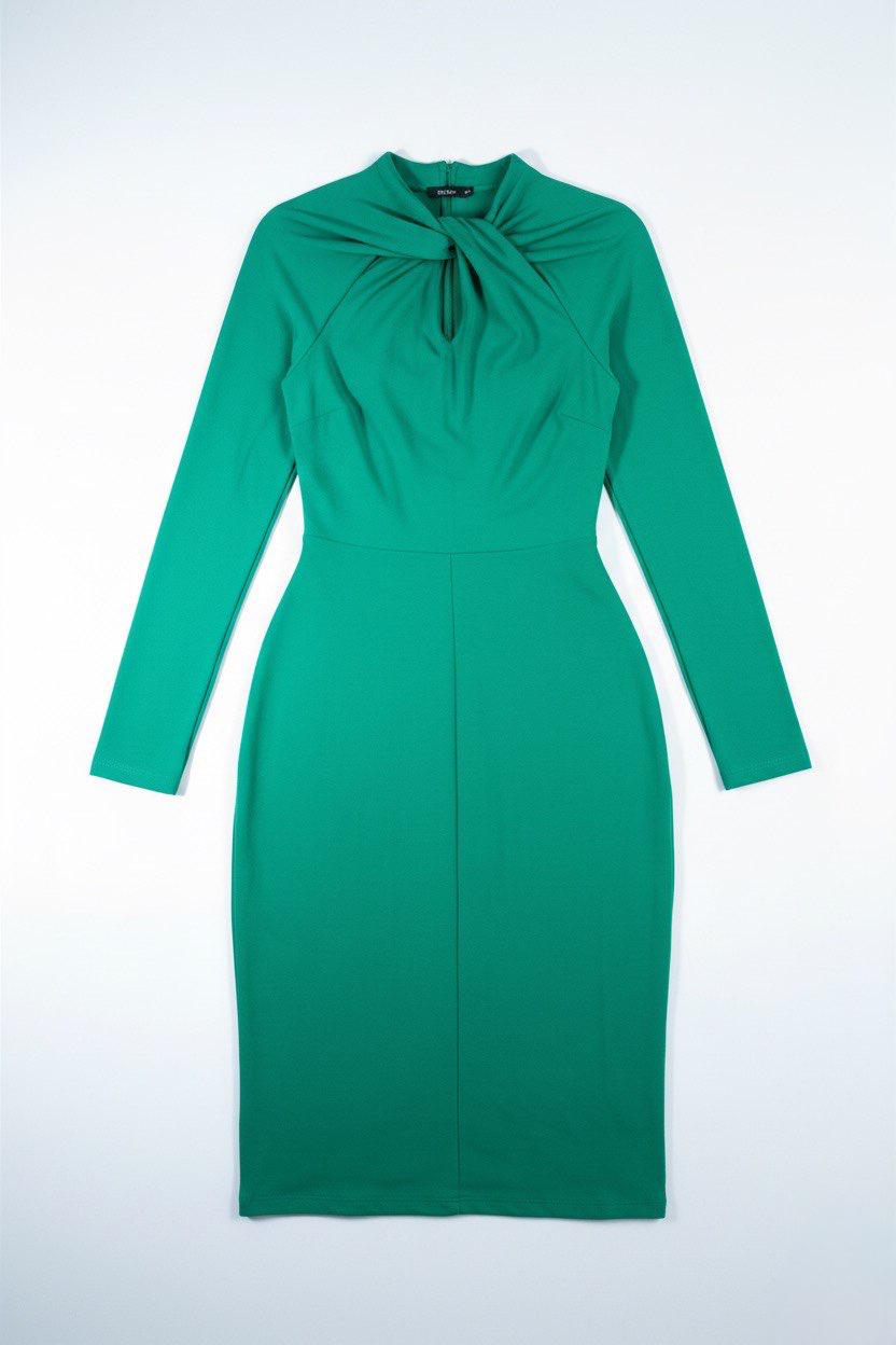 AY twist neck jersey crepe midi dress bright green