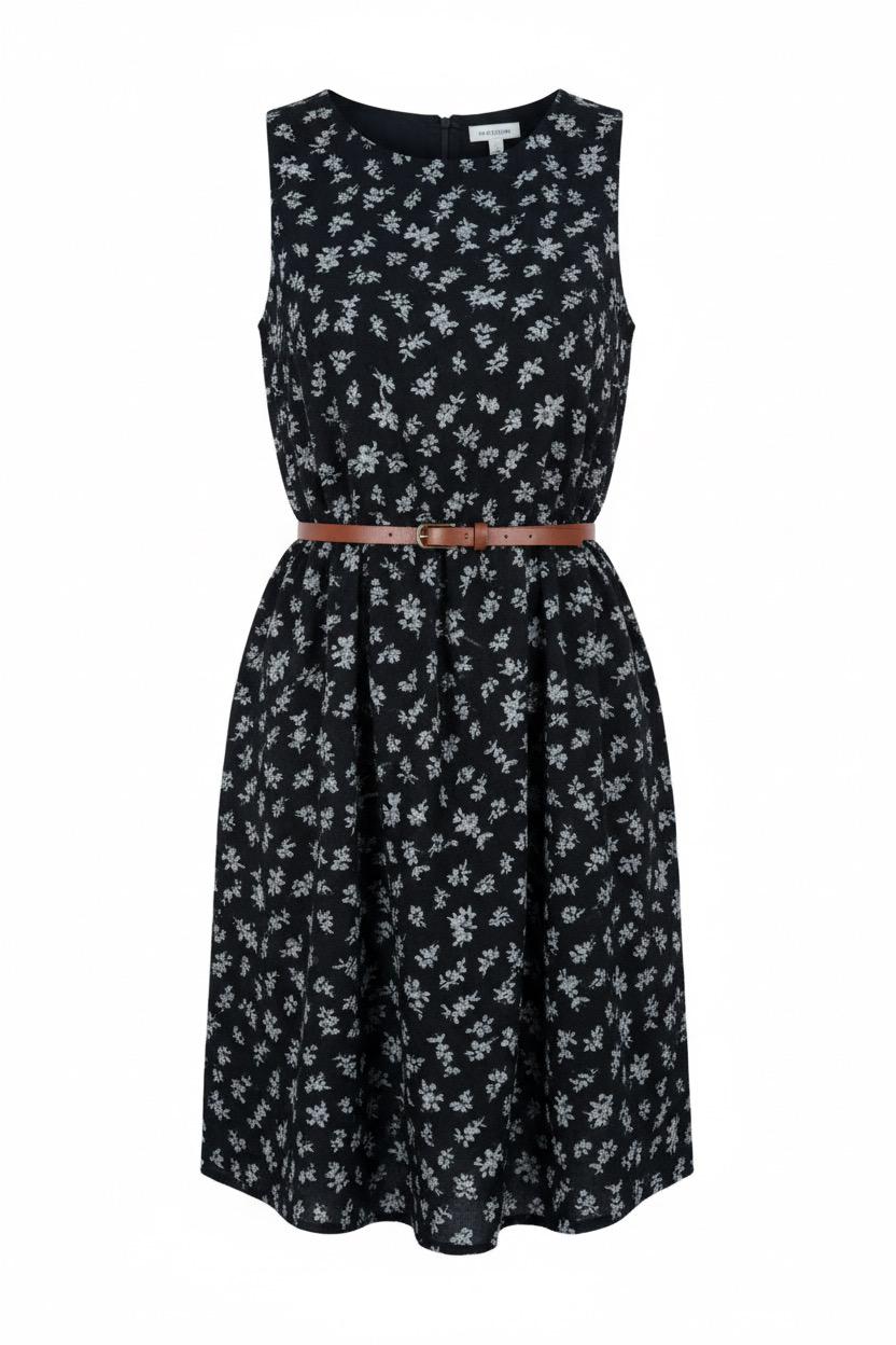 AY ragna dress black base with white flowers