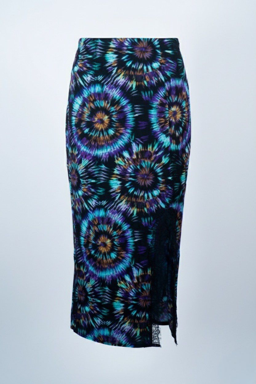 AY printed recycled lace Trim midi skirt