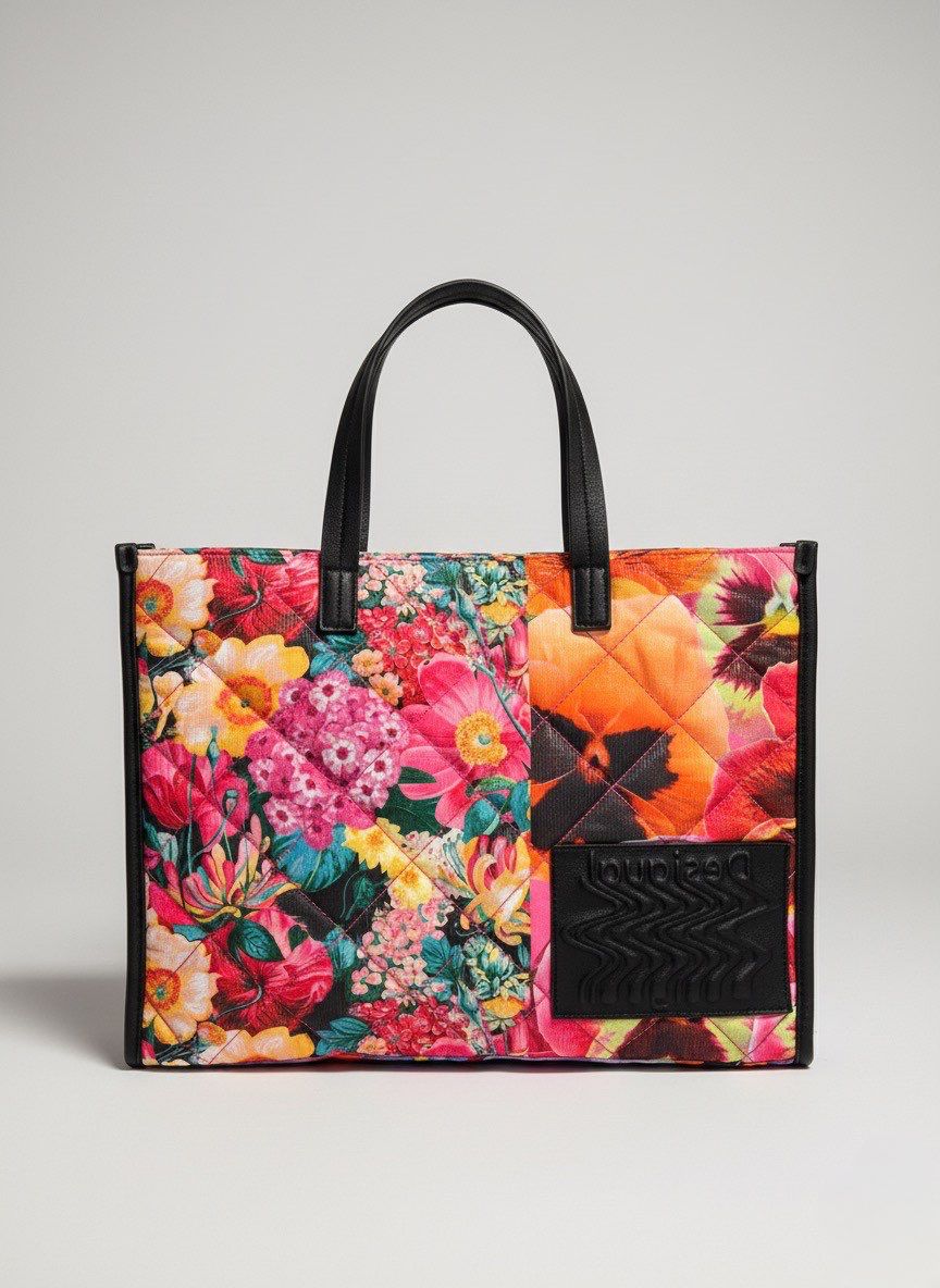 Desigual Lilo Hanover pink-black women's floral handbag 2 in 1