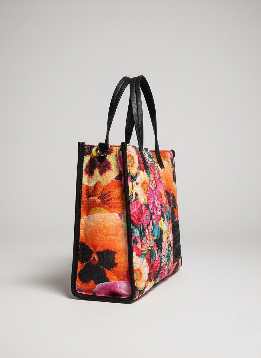 Desigual Lilo Hanover pink-black women's floral handbag 2 in 1